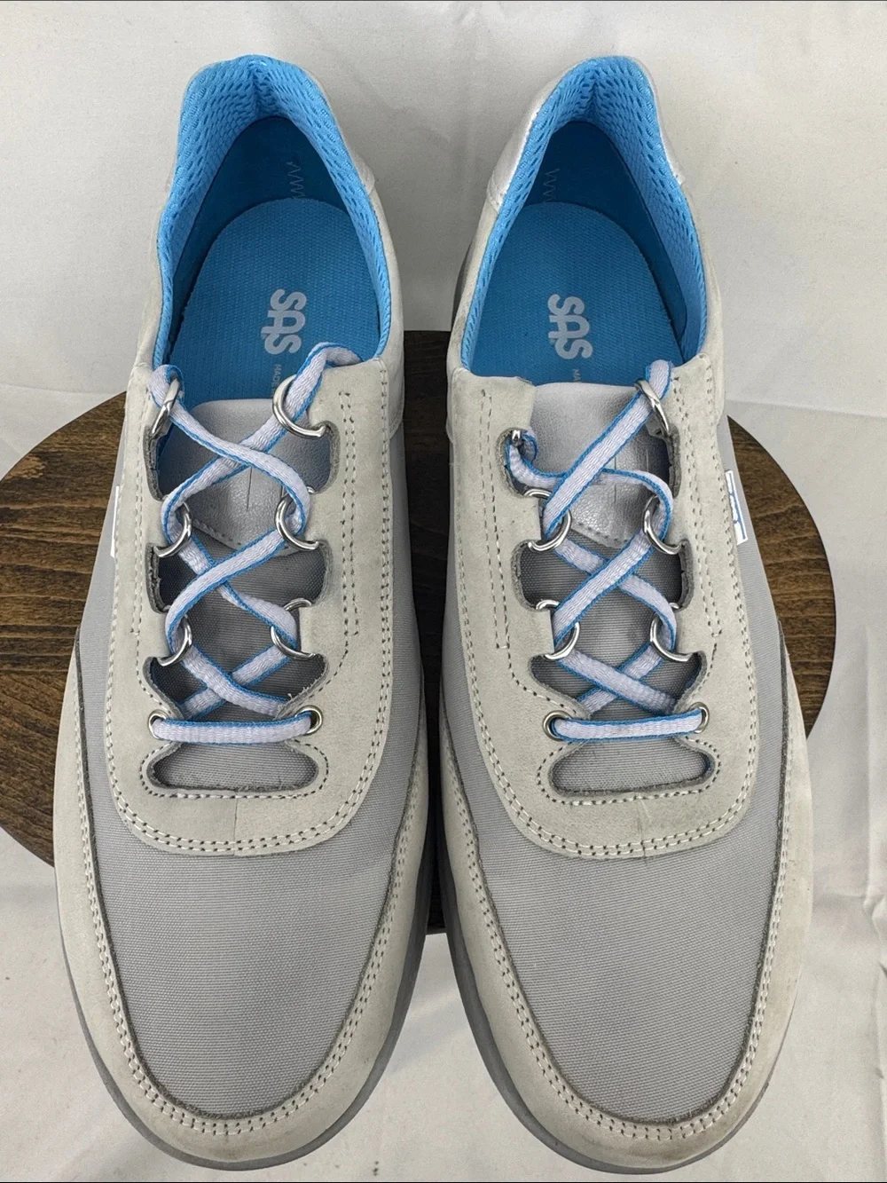 SAS Womens Sporty Walking Shoes in Gray w/ Blue, sz 12 W